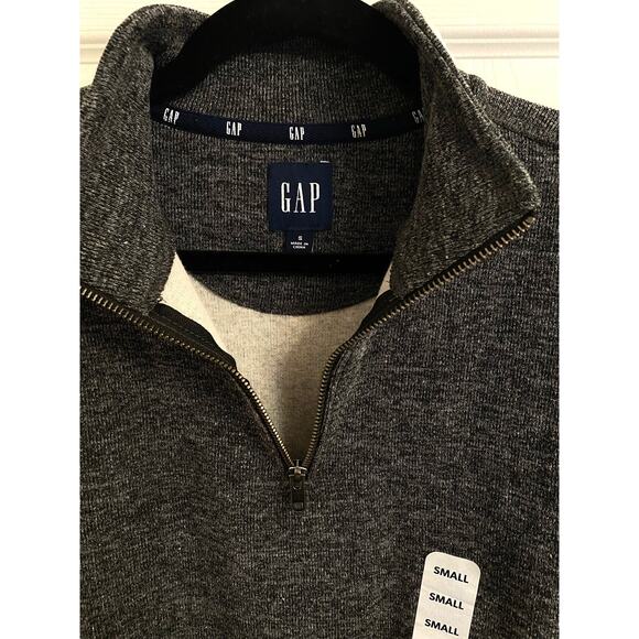 GAP Men’s Quarter Zip Up Pullover Sweater Dark Shadow Size Small Office Casual - Picture 3 of 5